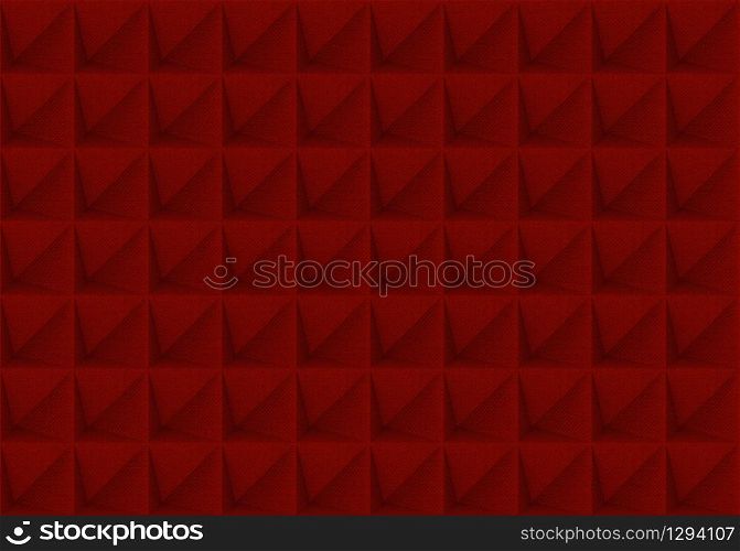 3d rendering. red grid square shape pattern tiles wall background.