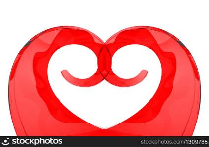 3d rendering. red heart shape on white background.