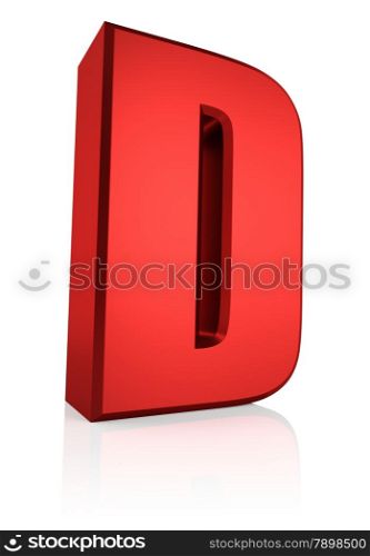 3d rendering red letter D isolated on white background