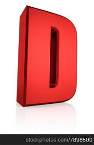 3d rendering red letter D isolated on white background