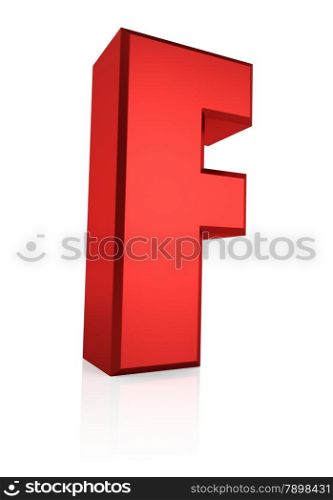 3d rendering red letter F isolated on white background