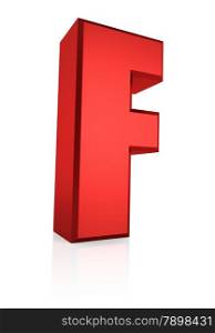 3d rendering red letter F isolated on white background