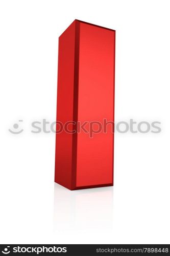 3d rendering red letter I isolated on white background