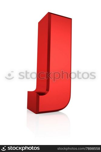 3d rendering red letter J isolated on white background