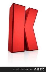 3d rendering red letter K isolated on white background