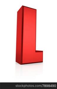 3d rendering red letter L isolated on white background
