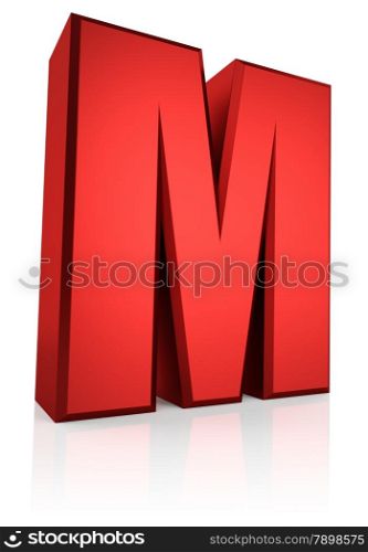 3d rendering red letter M isolated on white background