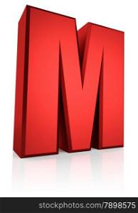 3d rendering red letter M isolated on white background