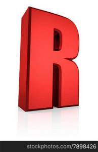 3d rendering red letter R isolated on white background