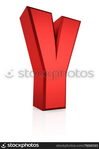 3d rendering red letter Y isolated on white background