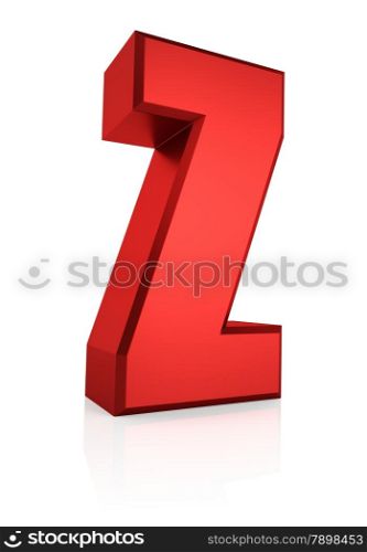 3d rendering red letter Z isolated on white background