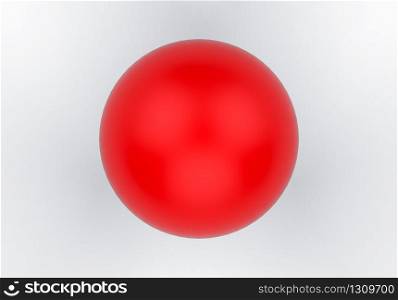 3d rendering. Red sphere on white wall background. as Japanese national flag design.