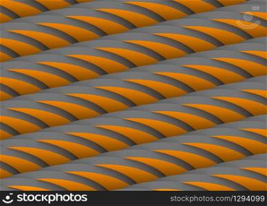 3d rendering. Repeating Dark gray and orange color plate wall background.
