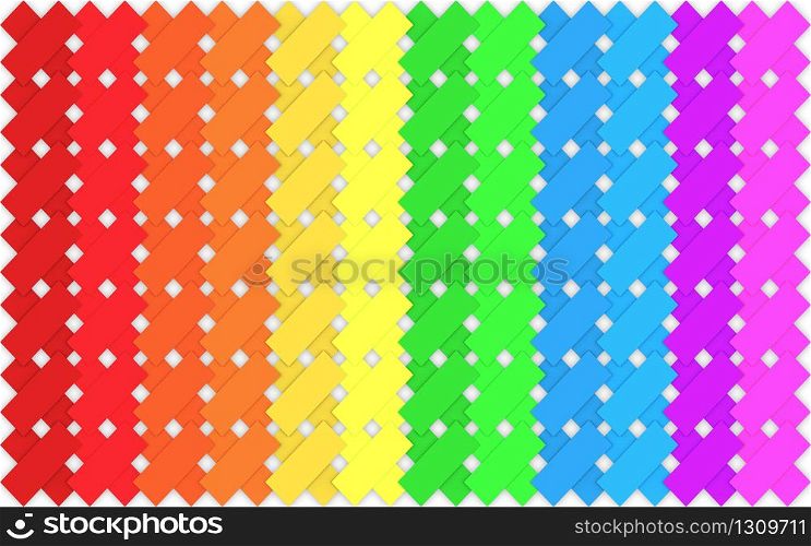 3d rendering. retro lgbt rainbow mosaic color square grid tile pattern wall design background.