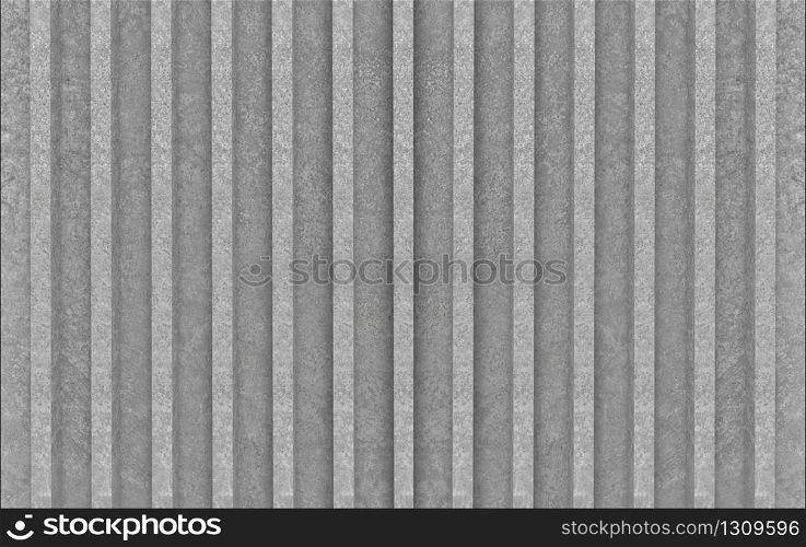 3d rendering. rough parallel gray cement bar shape pattern wall background.
