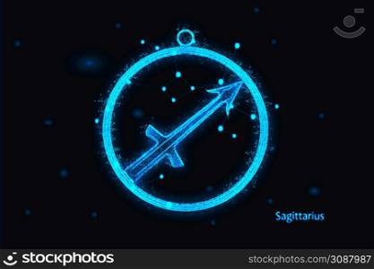 3d rendering sagittarius Zodiac Sign. Abstract night sky background