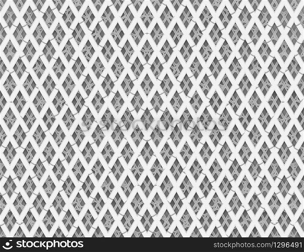 3d rendering. seamless abstract white bars overlay to be diamonds shape pattern wall background.
