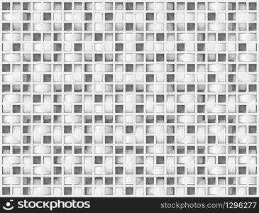 3d rendering. Seamless abstract white square pattern art design decoration wall background.