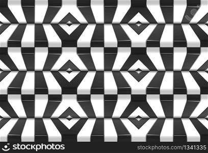 3d rendering. seamless alternate black and white pattern design wall background.