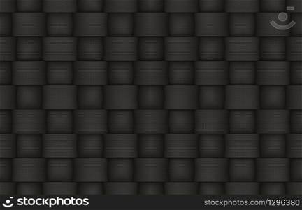 3d rendering. seamless Black weaving fabric wall background.