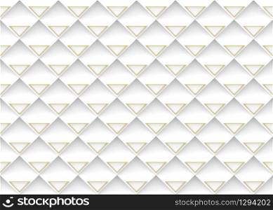 3d rendering. seamless golden triangle pattern on white square panels wall background.