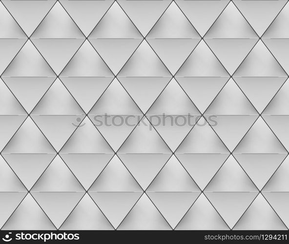 3d rendering. Seamless Gray Triangular shape pattern wall background.