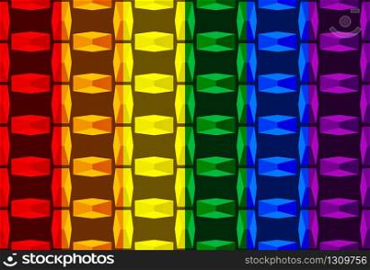 3d rendering. Seamless LGBTQ Rainbow color flag geometric pattern wall background.