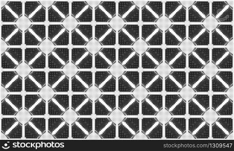 3d rendering. seamless modern Alternate white and black grid square art pattern wall background.
