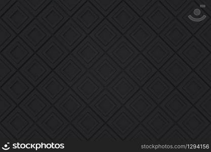 3d rendering. seamless modern black diangonal square pattern grid blocks wall background.