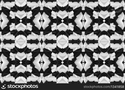 3d rendering. seamless modern black white polygon abstract shape pattern wall design art background.