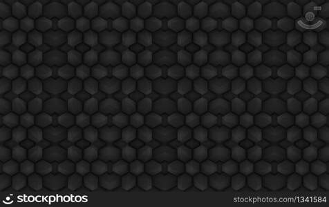 3d rendering. seamless modern extrude dark hexagonal shape pattern wall design background.