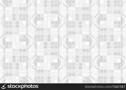 3d rendering. seamless modern light white mosaic square shape pattern tile wall background.