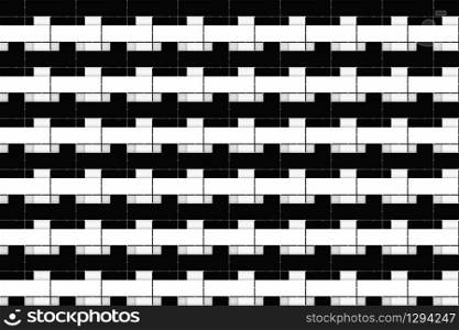 3d rendering. seamless modern luxurious black and white brick block design stack wall background.