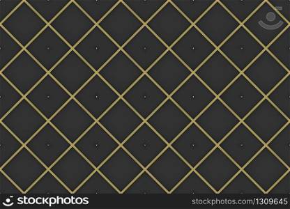 3d rendering. Seamless modern luxurious golden Square grid pattern wall background.