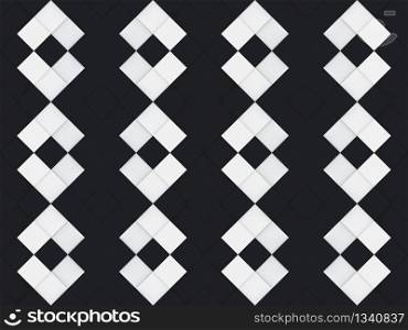 3d rendering. seamless modern random black and white square grid shape pattern design texture wall background.