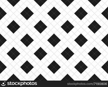 3d rendering. seamless modern white and black grid square art pattern wall background.