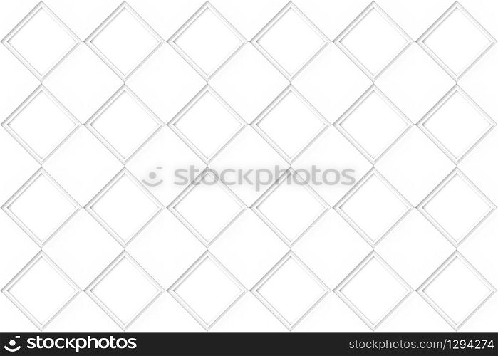 3d rendering. seamless modern white diangonal square pattern tiles wall background.