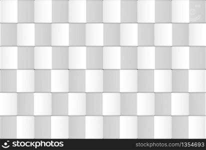 3d rendering. seamless modern white square grid box pattern wall design texture background.