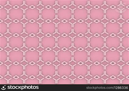 3d rendering. seamless sweet modern pink hexagonal shape pattern wall background.