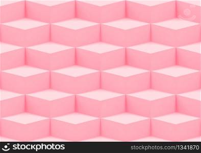 3d rendering. seamless sweet pink square shape cubes box wall background.