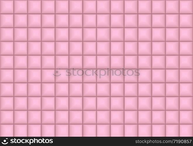 3d rendering. seamless sweet soft pink color tone square pattern tiles wall background.
