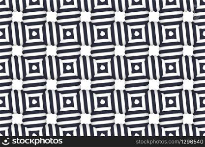 3d rendering. seamless twisted balck and white rope structure pattern wall background.