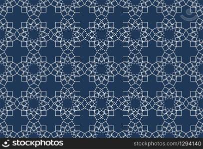 3d rendering. seamless white oval flower shape pattern on blue wall background.