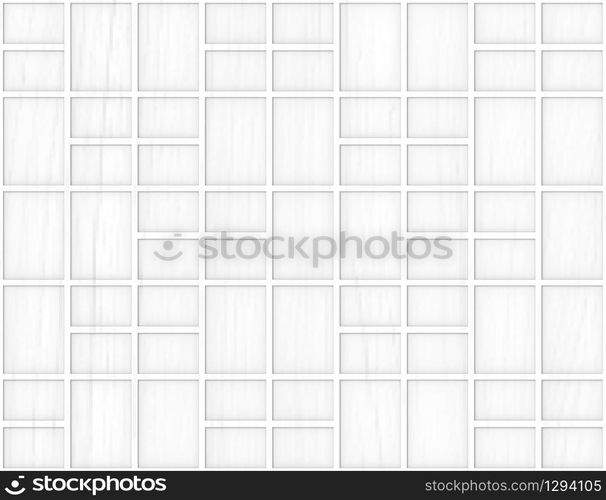 3d rendering. Seamless White Rectangular shape pattern wall background.