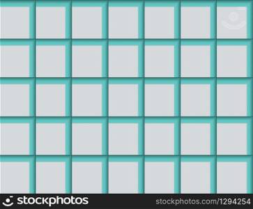 3d rendering. Seamless White square shape pattern on green background.