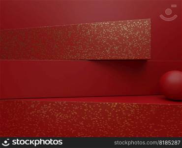 3D Rendering Seasonal, New Year or Christmas Studio Shot Product Display Background for Luxury or Festive Products.