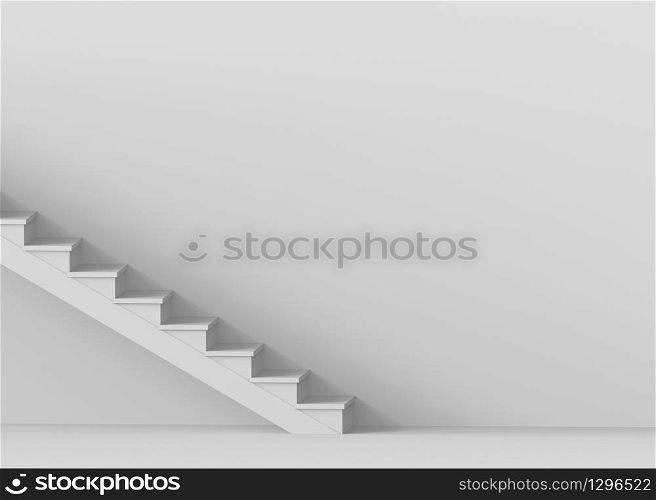 3d rendering. simple Gray cement stairs on copy space background.