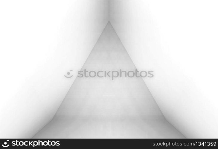 3d rendering.Simple minimal white triangle paper design corner wall background.