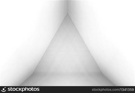 3d rendering.Simple minimal white triangle paper design corner wall background.