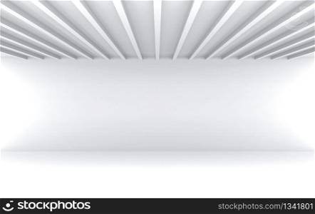 3d rendering. simple modern parallel panels pattern ceiling with empty white wall room wall design background.